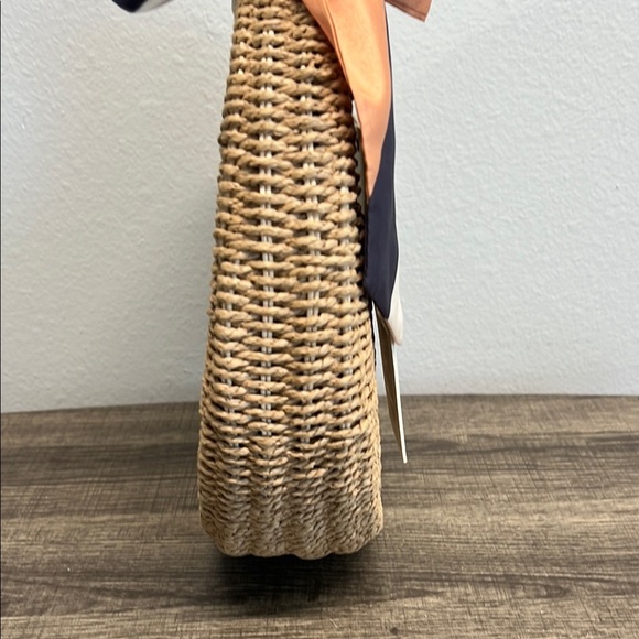 Madison West Tan Woven Hobo Bag with Orange and Black Scarf - Picture 8 of 9